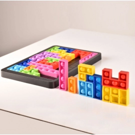 Silicone Squeeze Kids Fidget Puzzles Game Stress Reliever Push Bubble Sensory Puzzle Fidget Toys Building Block